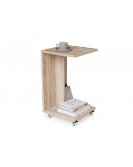 HUGO Sonoma Eik - BIJZETTAFEL 2in1 OP WIELEN/POTEN - MOBIELE BIJZETTAFEL VOOR WOONKAMER/SLAAPKAMER/KINDERKAMER