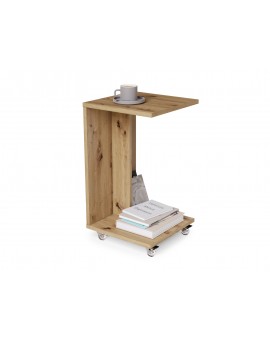HUGO Artisan Eik - BIJZETTAFEL 2in1 OP WIELEN/POTEN - MOBIELE BIJZETTAFEL VOOR WOONKAMER/SLAAPKAMER/KINDERKAMER
