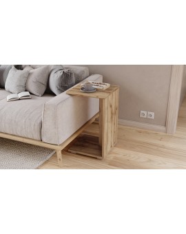 HUGO Wotan Eik - BIJZETTAFEL 2in1 OP WIELEN/POTEN - MOBIELE BIJZETTAFEL VOOR WOONKAMER/SLAAPKAMER/KINDERKAMER