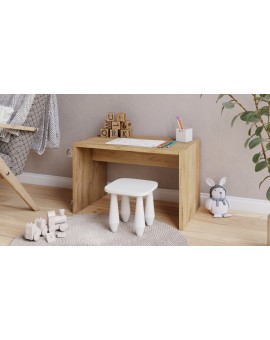 HUGO Eik Ambacht Goud - BIJZETTAFEL 2in1 OP WIELEN/POTEN - MOBIELE BIJZETTAFEL VOOR WOONKAMER/SLAAPKAMER/KINDERKAMER