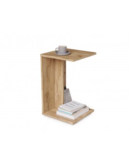 HUGO Eik Ambacht Goud - BIJZETTAFEL 2in1 OP WIELEN/POTEN - MOBIELE BIJZETTAFEL VOOR WOONKAMER/SLAAPKAMER/KINDERKAMER