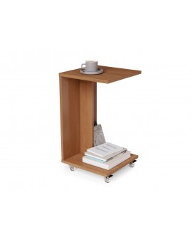 HUGO Elzenhout - BIJZETTAFEL 2in1 OP WIELEN/POTEN - MOBIELE BIJZETTAFEL VOOR WOONKAMER/SLAAPKAMER/KINDERKAMER