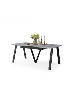 AVERY Beton Millenium/onderkant zwart - LOFT/INDUSTRIËLE TAFEL VOOR WOONKAMER/EETKAMER UITKLAPBAAR TOT 290 cm!