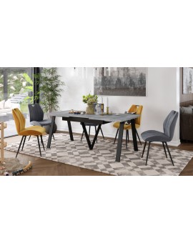 AVERY Beton Millenium/onderkant zwart - LOFT/INDUSTRIËLE TAFEL VOOR WOONKAMER/EETKAMER UITKLAPBAAR TOT 290 cm!