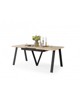 AVERY Sonoma eik/onderkant zwart - LOFT/INDUSTRIËLE TAFEL VOOR WOONKAMER / EETKAMER UITKLAPBAAR TOT 290 cm!