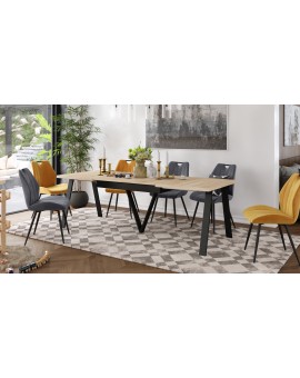 AVERY Sonoma eik/onderkant zwart - LOFT/INDUSTRIËLE TAFEL VOOR WOONKAMER / EETKAMER UITKLAPBAAR TOT 290 cm!