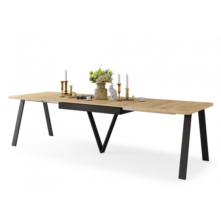 AVERY eik Craft goud/onderkant zwart - LOFT/INDUSTRIËLE TAFEL VOOR WOONKAMER / EETKAMER UITKLAPBAAR TOT 290 cm! AVERY eik Craft goud/onderkant zwart - LOFT/INDUSTRIËLE TAFEL VOOR WOONKAMER / EETKAMER UITKLAPBAAR TOT 290 cm!