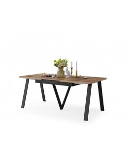 AVERY eik Halifax vertind/onderkant zwart - LOFT/INDUSTRIËLE TAFEL VOOR WOONKAMER/EETKAMER UITKLAPBAAR TOT 290 cm!