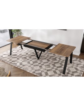 AVERY eik Halifax vertind/onderkant zwart - LOFT/INDUSTRIËLE TAFEL VOOR WOONKAMER/EETKAMER UITKLAPBAAR TOT 290 cm!