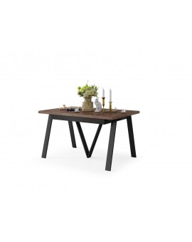AVERY eik bruin/onderkant zwart - LOFT/INDUSTRIËLE TAFEL VOOR WOONKAMER/EETKAMER UITKLAPBAAR TOT 290 cm!