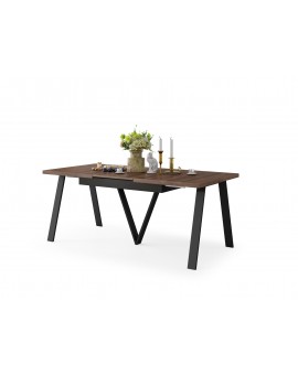 AVERY eik bruin/onderkant zwart - LOFT/INDUSTRIËLE TAFEL VOOR WOONKAMER/EETKAMER UITKLAPBAAR TOT 290 cm!