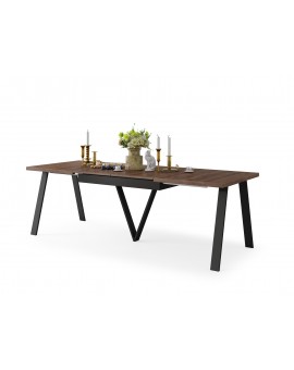 AVERY eik bruin/onderkant zwart - LOFT/INDUSTRIËLE TAFEL VOOR WOONKAMER/EETKAMER UITKLAPBAAR TOT 290 cm!