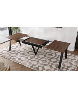 AVERY eik bruin/onderkant zwart - LOFT/INDUSTRIËLE TAFEL VOOR WOONKAMER/EETKAMER UITKLAPBAAR TOT 290 cm!