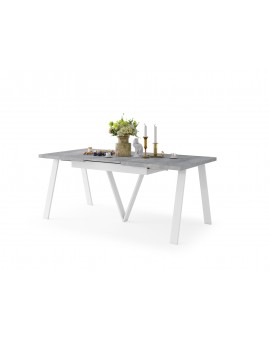 AVERY Millenium beton/onderkant wit - LOFT/INDUSTRIËLE TAFEL VOOR WOONKAMER / EETKAMER UITKLAPBAAR TOT 290 cm!