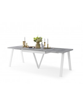 AVERY Millenium beton/onderkant wit - LOFT/INDUSTRIËLE TAFEL VOOR WOONKAMER / EETKAMER UITKLAPBAAR TOT 290 cm!
