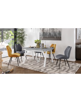 AVERY Millenium beton/onderkant wit - LOFT/INDUSTRIËLE TAFEL VOOR WOONKAMER / EETKAMER UITKLAPBAAR TOT 290 cm!