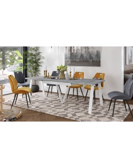 AVERY Millenium beton/onderkant wit - LOFT/INDUSTRIËLE TAFEL VOOR WOONKAMER / EETKAMER UITKLAPBAAR TOT 290 cm!