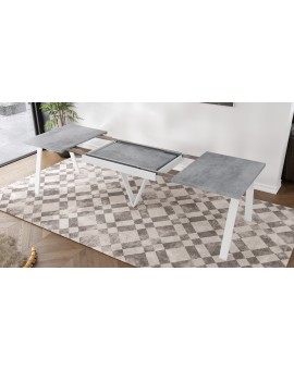 AVERY Millenium beton/onderkant wit - LOFT/INDUSTRIËLE TAFEL VOOR WOONKAMER / EETKAMER UITKLAPBAAR TOT 290 cm!