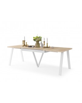 AVERY eik Sonoma / onderkant wit - LOFT/INDUSTRIËLE TAFEL VOOR WOONKAMER / EETKAMER UITKLAPBAAR TOT 290 cm!