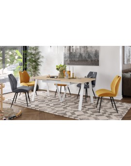 AVERY eik Sonoma / onderkant wit - LOFT/INDUSTRIËLE TAFEL VOOR WOONKAMER / EETKAMER UITKLAPBAAR TOT 290 cm!
