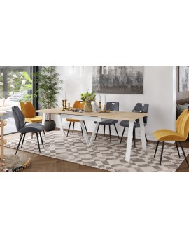 AVERY eik Sonoma / onderkant wit - LOFT/INDUSTRIËLE TAFEL VOOR WOONKAMER / EETKAMER UITKLAPBAAR TOT 290 cm!