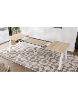 AVERY eik Sonoma / onderkant wit - LOFT/INDUSTRIËLE TAFEL VOOR WOONKAMER / EETKAMER UITKLAPBAAR TOT 290 cm!