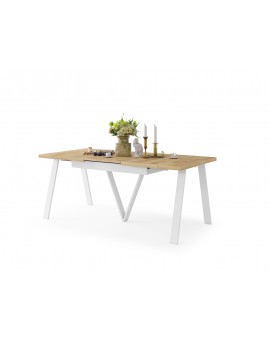 AVERY eik Craft Goud/ onderkant wit - LOFT/INDUSTRIËLE TAFEL VOOR WOONKAMER / EETKAMER UITKLAPBAAR TOT 290 cm!