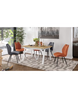AVERY eik Craft Goud/ onderkant wit - LOFT/INDUSTRIËLE TAFEL VOOR WOONKAMER / EETKAMER UITKLAPBAAR TOT 290 cm!