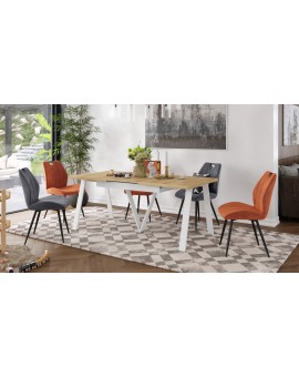 AVERY eik Craft Goud/ onderkant wit - LOFT/INDUSTRIËLE TAFEL VOOR WOONKAMER / EETKAMER UITKLAPBAAR TOT 290 cm!