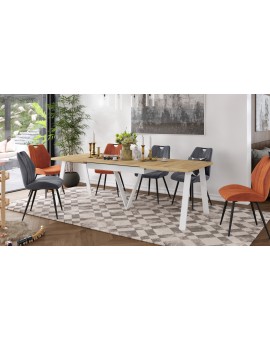 AVERY eik Craft Goud/ onderkant wit - LOFT/INDUSTRIËLE TAFEL VOOR WOONKAMER / EETKAMER UITKLAPBAAR TOT 290 cm!