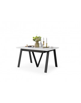 AVERY Wit mat/onderkant zwart - LOFT/INDUSTRIËLE TAFEL VOOR WOONKAMER/EETKAMER UITKLAPBAAR TOT 290 cm!