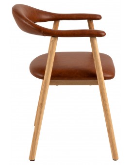 ADELE eco leer Retro Brandy 691B eco leer/frame natuurlijk eiken - HOUTEN STOEL VOOR WOONKAMER EETKAMER KEUKEN RETRO