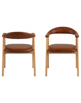 ADELE eco leer Retro Brandy 691B eco leer/frame natuurlijk eiken - HOUTEN STOEL VOOR WOONKAMER EETKAMER KEUKEN RETRO