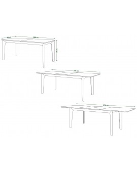 BARI Walnoot Eik (Caramel) 180x90 cm (+2 inzetstukken 45 cm) - HOUTEN TAFEL IN JAPANDI STIJL, UITKLAPBARE TAFEL TOT 270 cm!