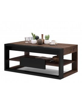 FRAME EIK Bruin/Zwart mat - MODERNE TAFEL MET OPTILBAAR TAFELBLAD/IN HOOGTE VERSTELBAAR TAFELBLAD + OPBERGVAK + PLANK