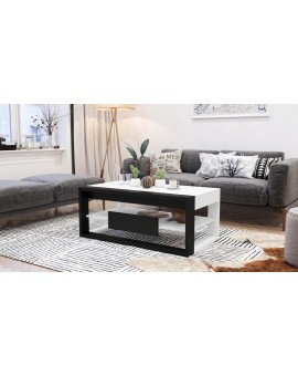 FRAME Wit Mat/Zwart Mat - MODERNE TAFEL MET OPTILBAAR TAFELBLAD/IN HOOGTE VERSTELBAAR TAFELBLAD + OPBERGVAK + PLANK