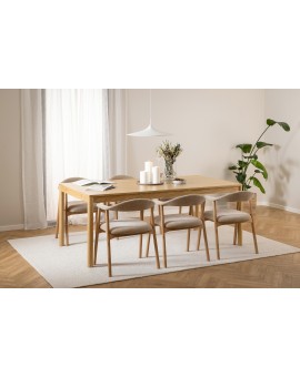 ADELE beige (danny 3) / frame natuurlijk eiken - HOUTEN STOEL VOOR WOONKAMER EETKAMER KEUKEN RETRO