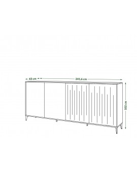 Komoda Rimini K-242 Béžová Taupe / Čierna matná - MODERNÁ SKRIŇA S DRÁŽKOVANÝMI ČELAMI