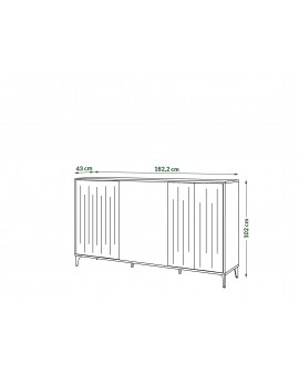 Commode RIMINI K-182 Taupe Beige/Mat Zwart - MODERNE KAST MET LADEN EN GERIBBELDE FRONTEN