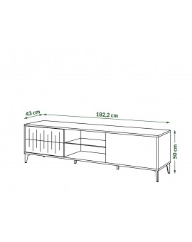 Kast RIMINI RTV-182SK Taupe Beige/Matte Zwart - MODERNE KAST VOOR ONDER DE TELEVISIE MET LADEN/PLANKEN EN GERIBBELDE FRONTEN