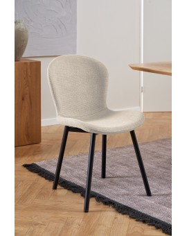 FIORA Beige (Basel stof 24) - MODERNE GESTOFFEERDE STOEL VOOR WOONKAMER/EETKAMER LOFT