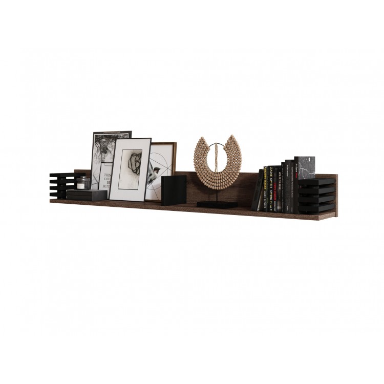 GOKEE PW-145 Eiken Bruin/Zwart mat - MODERNE WANDPLANK MET LAMELLEN GOKEE PW-145 Eiken Bruin/Zwart mat - MODERNE WANDPLANK MET LAMELLEN