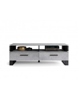 GOKEE RTV-145 Beton Millenium/Zwart Mat - MODERNE KAST VOOR ONDER DE TELEVISIE MET LAMELLEN