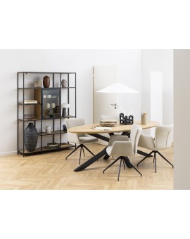 SARETTA Beige (stof Basel 24) - MODERNE GESTOFFEERDE DRAAISTOEL VOOR WOONKAMER/EETAMER/LOFT KANTOOR