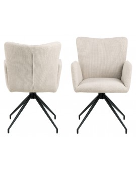 SARETTA Beige (stof Basel 24) - MODERNE GESTOFFEERDE DRAAISTOEL VOOR WOONKAMER/EETAMER/LOFT KANTOOR
